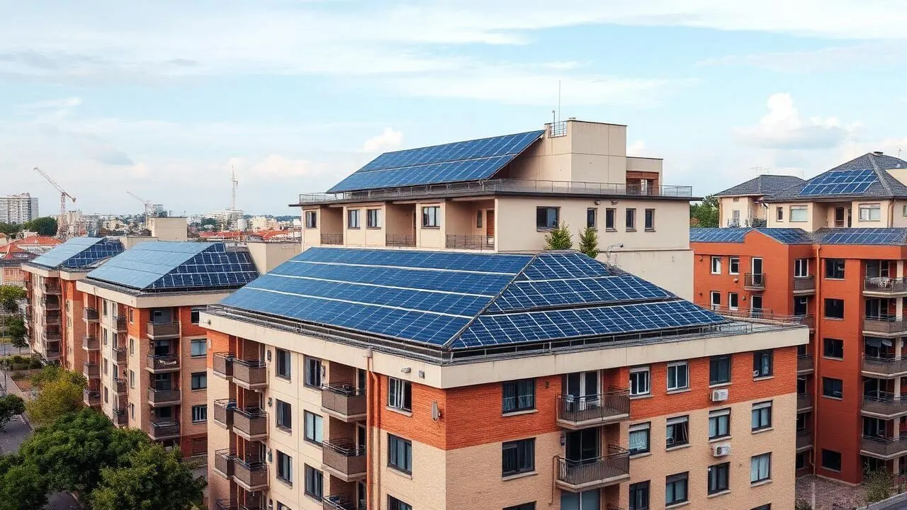 FVE na střeše bytového domu se sdílením energie mezi byty